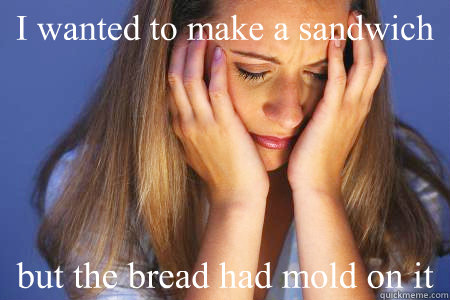 I wanted to make a sandwich but the bread had mold on it - I wanted to make a sandwich but the bread had mold on it  Depressed girl