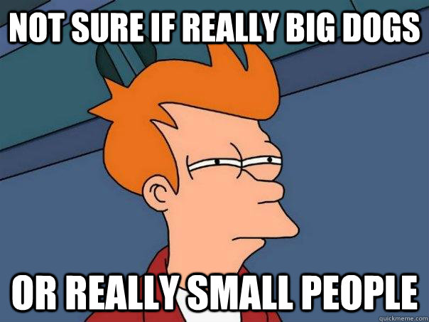 not sure if really big dogs Or really small people  Futurama Fry