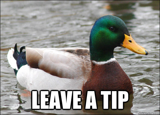  leave a tip  Actual Advice Mallard