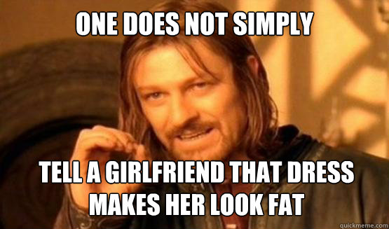 One does not simply tell a girlfriend that dress makes her look fat  ONE DOES NOT SIMPLY DRIVE A CAR INTO BOSTON