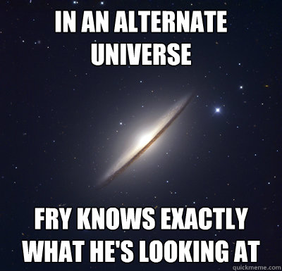 in an alternate universe Fry knows exactly what he's looking at  