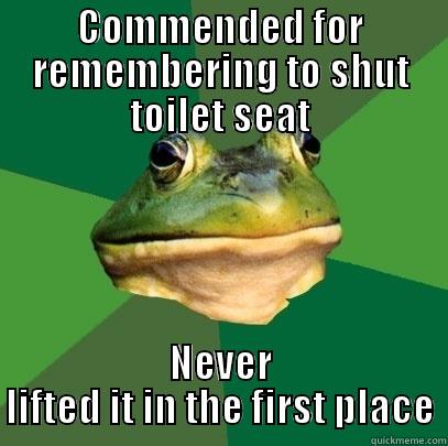 COMMENDED FOR REMEMBERING TO SHUT TOILET SEAT NEVER LIFTED IT IN THE FIRST PLACE Foul Bachelor Frog