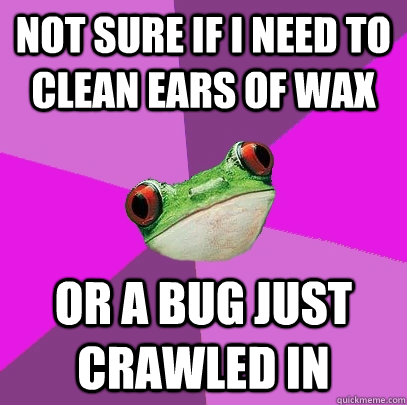 not sure if I need to clean ears of wax or a bug just crawled in  Foul Bachelorette Frog