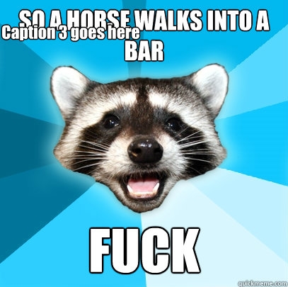 SO A HORSE WALKS INTO A BAR FUCK Caption 3 goes here  Lame Pun Coon