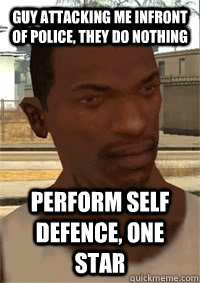 Guy attacking me infront of police, they do nothing perform self defence, one star  San Andreas CJ