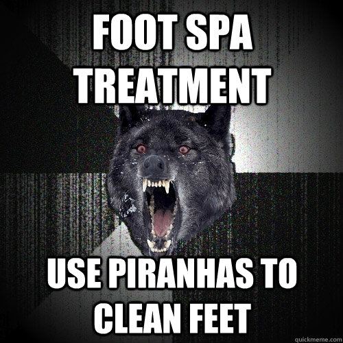 foot spa treatment use piranhas to clean feet  Insanity Wolf