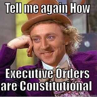 TELL ME AGAIN HOW EXECUTIVE ORDERS ARE CONSTITUTIONAL  Condescending Wonka