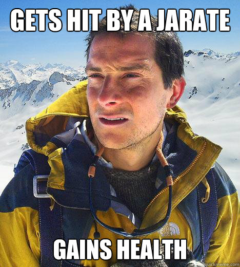 Gets hit by a jarate gains health - Gets hit by a jarate gains health  Bear Grylls