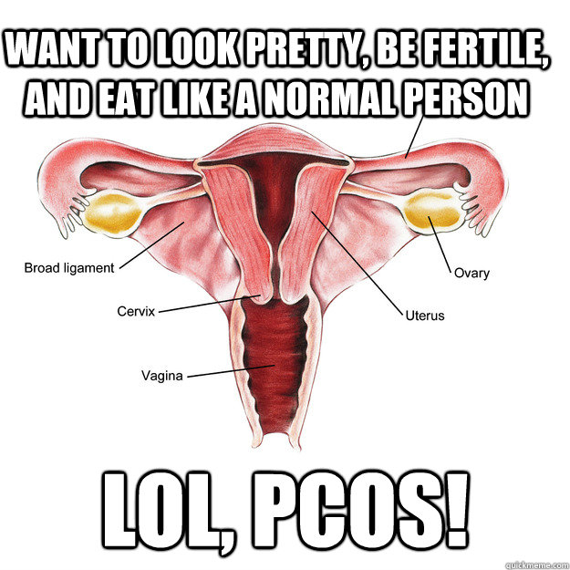 want to look pretty, be fertile, and eat like a normal person lol, pcos!  Scumbag Uterus