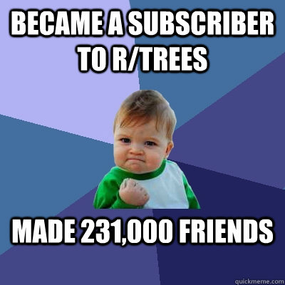Became a subscriber to r/trees made 231,000 friends  Success Kid
