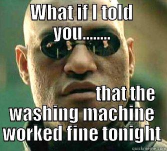 WHAT IF I TOLD YOU........                           THAT THE WASHING MACHINE WORKED FINE TONIGHT Matrix Morpheus