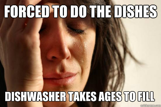 forced to do the dishes dishwasher takes ages to fill  First World Problems