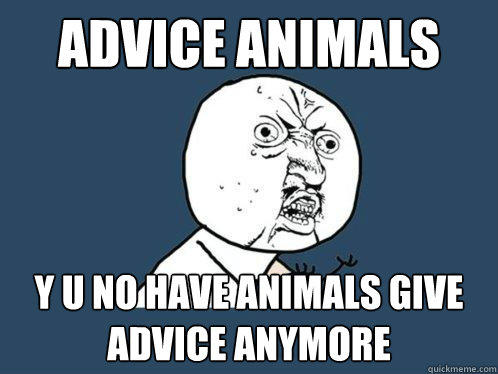 Advice ANIMALS y u no have animals give advice anymore  Y U No