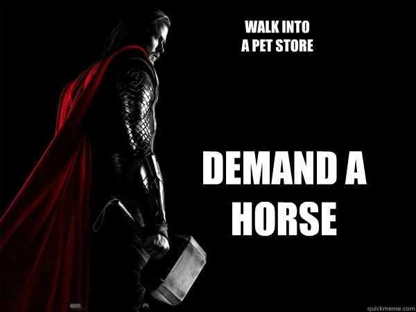 walk into 
a pet store demand a
horse  