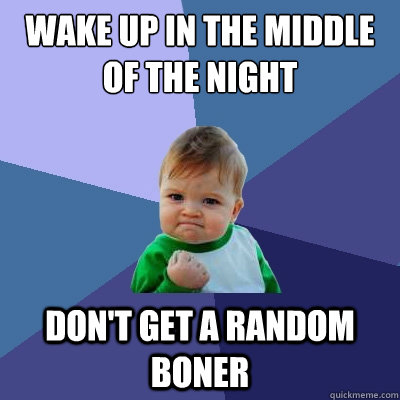 Wake Up in the middle of the night Don't get a random boner  Success Kid