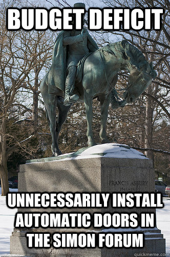 Budget Deficit Unnecessarily Install automatic doors in the simon forum  Drew University Meme