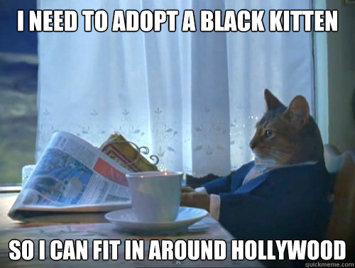 I need to adopt a black kitten so I can fit in around hollywood  The One Percent Cat