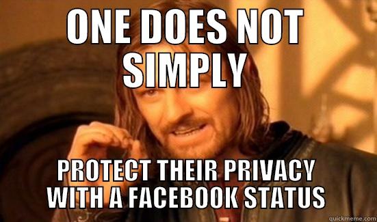 ONE DOES NOT SIMPLY PROTECT THEIR PRIVACY WITH A FACEBOOK STATUS Boromir