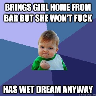 brings girl home from bar but she won't fuck  has wet dream anyway  Success Kid
