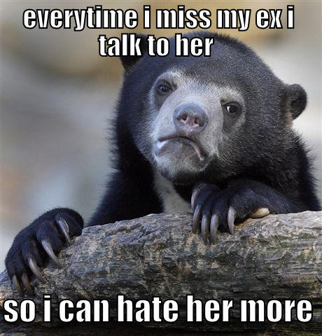 EVERYTIME I MISS MY EX I TALK TO HER   SO I CAN HATE HER MORE Confession Bear