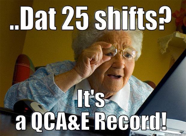 ..DAT 25 SHIFTS? IT'S A QCA&E RECORD! Grandma finds the Internet