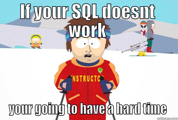 IF YOUR SQL DOESNT WORK YOUR GOING TO HAVE A HARD TIME Super Cool Ski Instructor
