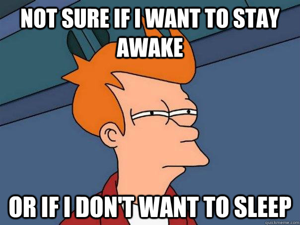 Not sure if i want to stay awake or if i don't want to sleep  Futurama Fry