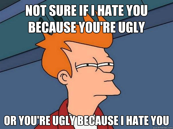 Not Sure if I hate you because you're ugly Or you're ugly because I hate you   Futurama Fry