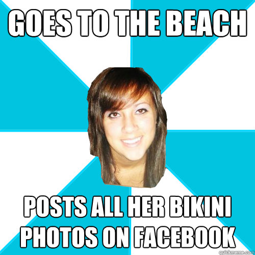 goes to the beach posts all her bikini photos on Facebook  Pleasant Facebook Girl