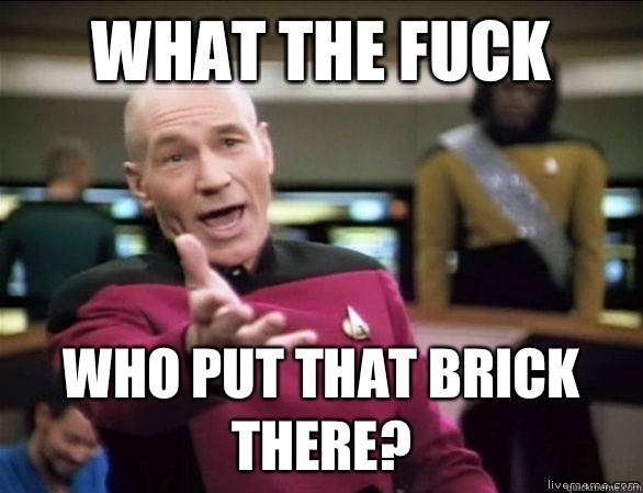 what the fuck Who put that brick there?  Annoyed Picard HD