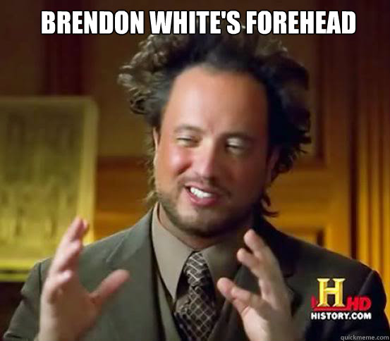 Brendon White's forehead   Alien guy from history channel