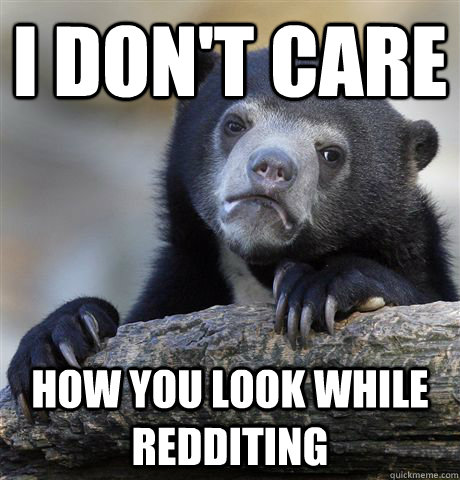 i don't care how you look while redditing  Confession Bear