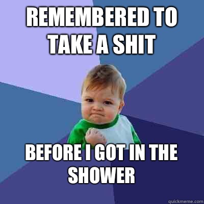 Remembered to take a shit Before I got in the shower  Success Kid
