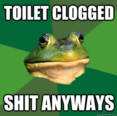 toilet clogged shit anyways - toilet clogged shit anyways  Foul Bachelor Frog