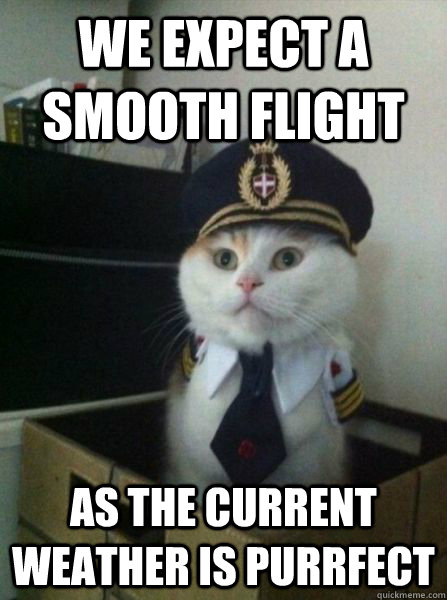 We expect a smooth flight As the current weather is purrfect  Captain kitteh