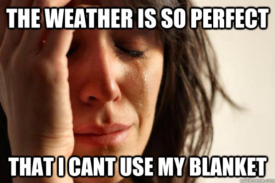 The weather is so perfect that i cant use my blanket  First World Problems