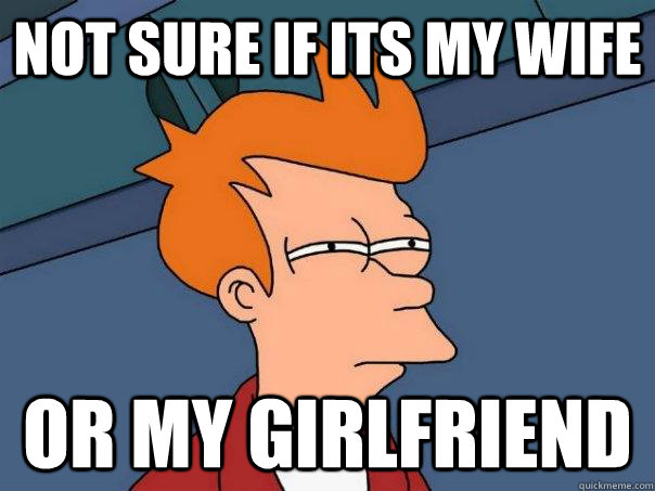 Not sure if its my wife Or my girlfriend  Futurama Fry
