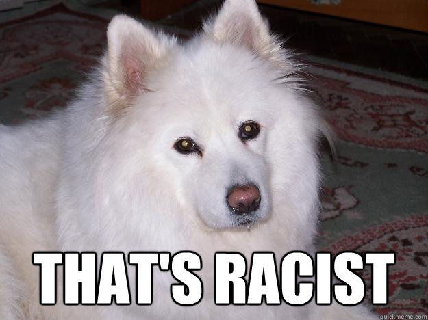  That's racist  Reverse Racism Dog