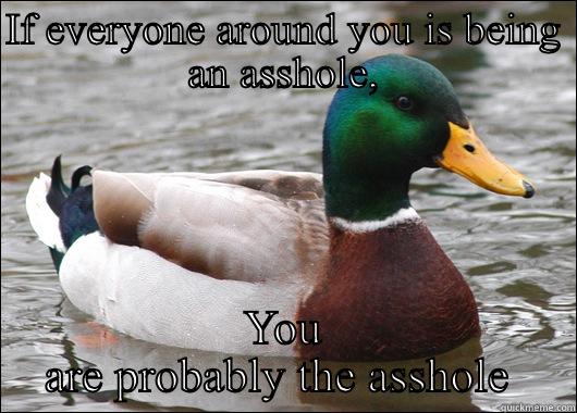 IF EVERYONE AROUND YOU IS BEING AN ASSHOLE, YOU ARE PROBABLY THE ASSHOLE  Actual Advice Mallard