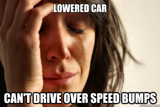 Lowered car Can't drive over speed bumps  First World Problems
