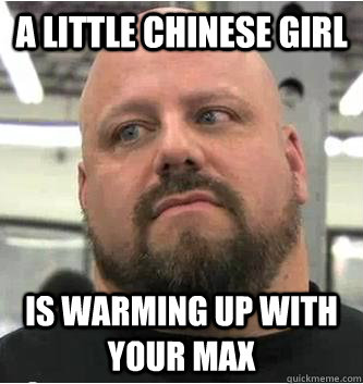 a little Chinese girl is warming up with your max  