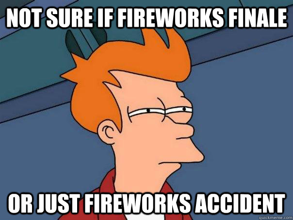 Not sure if fireworks finale Or just fireworks accident  Futurama Fry