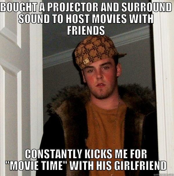 BOUGHT A PROJECTOR AND SURROUND SOUND TO HOST MOVIES WITH FRIENDS CONSTANTLY KICKS ME FOR 