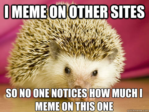 I meme on other sites so no one notices how much i meme on this one
  Intervention Porcupine