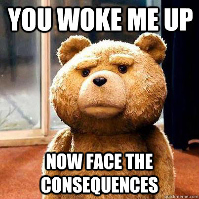 YOU WOKE ME UP NOW FACE THE CONSEQUENCES   Angry Ted