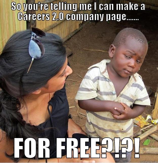 SO YOU'RE TELLING ME I CAN MAKE A CAREERS 2.0 COMPANY PAGE....... FOR FREE?!?! Skeptical Third World Kid