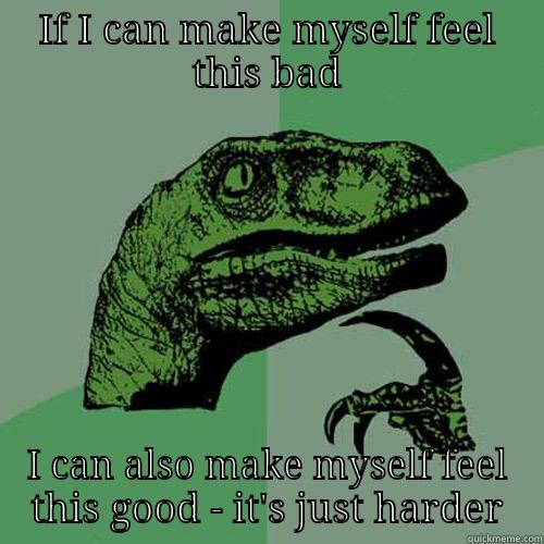 IF I CAN MAKE MYSELF FEEL THIS BAD I CAN ALSO MAKE MYSELF FEEL THIS GOOD - IT'S JUST HARDER Philosoraptor