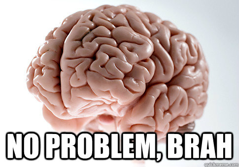 No problem, brah -  No problem, brah  Scumbag Brain