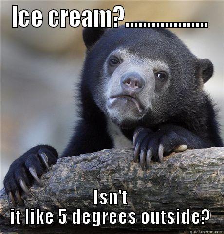 ICE CREAM?................... ISN'T IT LIKE 5 DEGREES OUTSIDE? Confession Bear