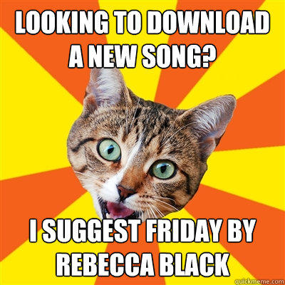 Looking to download a new song? I suggest Friday by Rebecca Black  Bad Advice Cat